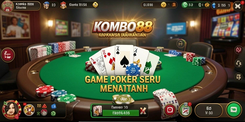 Tampilan gameplay Poker yang menarik dan menantang di KOMBO88.
