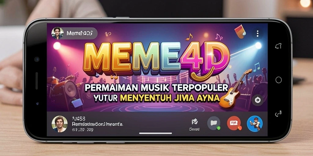 Tangkapan layar gameplay MEME4D yang menampilkan aksi bermain musik yang mengasyikkan.
