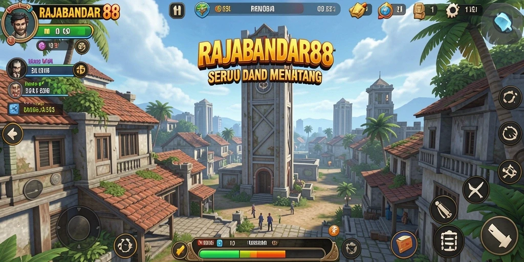 Tampilan menara dan musuh dalam aksi permainan Tower Defense.