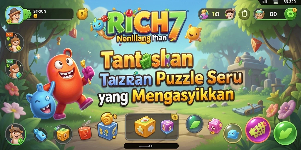 Tampilan gameplay RICH7 dengan berbagai teka-teki menarik.