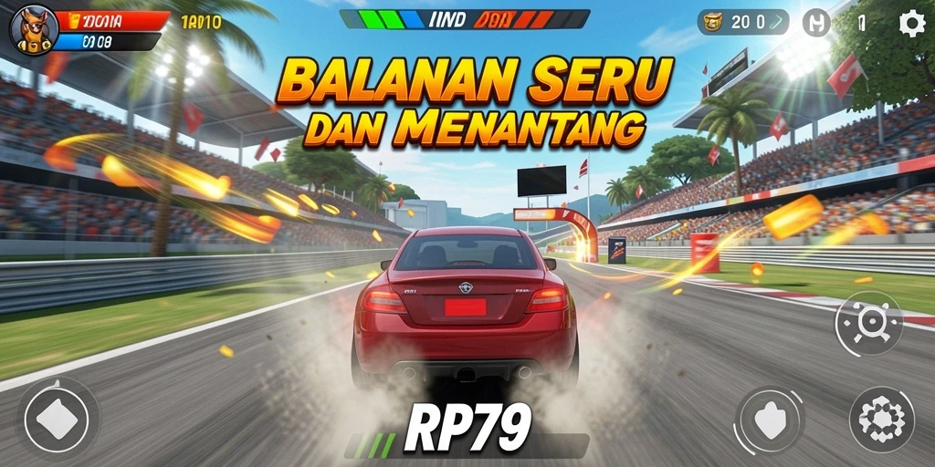 Tampilan gameplay seru di RP79 dengan balapan yang mendebarkan.