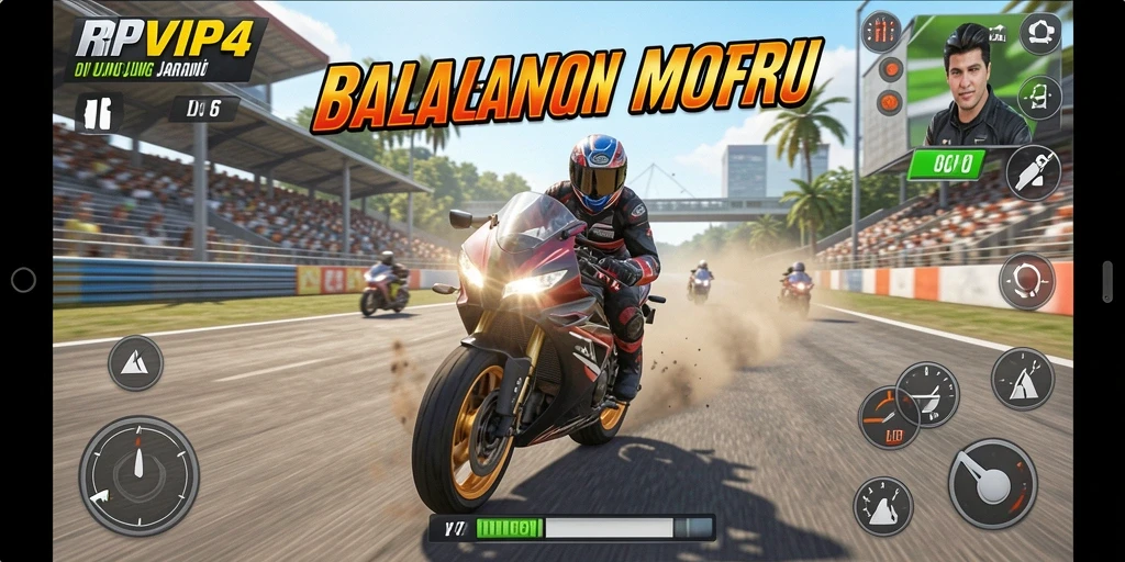 Gameplay RPVIP4 menampilkan balapan motor yang mendebarkan dan mengasyikkan.