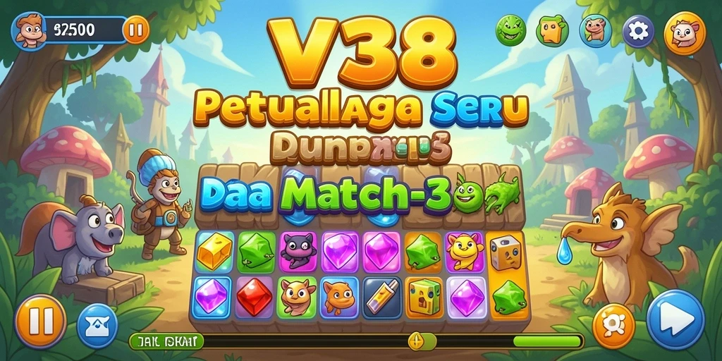 Tangkapan layar gameplay VT38 menampilkan keseruan mencocokkan item.