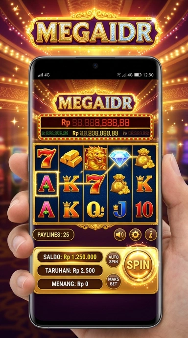 Tampilan beranda aplikasi megaidr yang menarik.